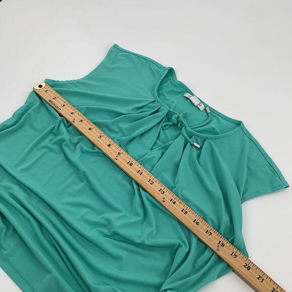 Liz Claiborne Sleeveless Tie Neck Draped Blouse Top Size Large Womens Teal Green - Picture 4 of 5